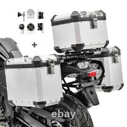 Alu + Topcase Suitcases For Honda Africa Twin Xrv 750 / 650 Gx38-45 Silver